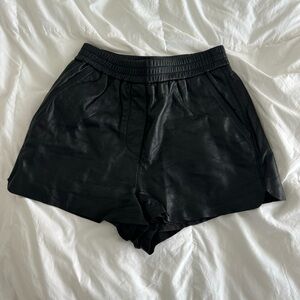 leather high waisted shorts